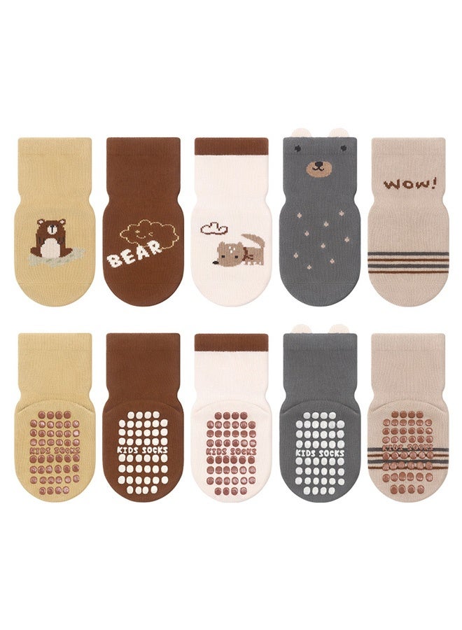 Hanayo 5 Pairs Kids Socks Girls and Boys Non-slip Floor Socks Comfortable Unisex Socks for Newborn Infant Toddlers Perfect for All Seasons(Multicolour) - Image 3